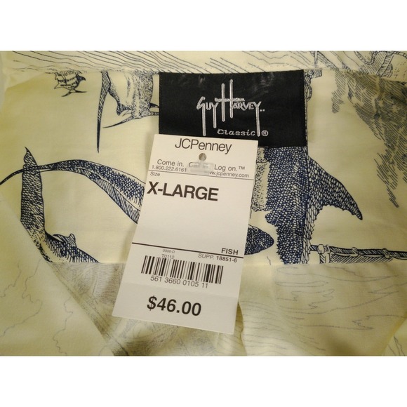 NWT Guy Harvey Classic Men's XL Fish Print Button Up Shirt Short Sleeve - Picture 5 of 6
